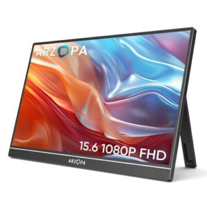 Arzopa A1 15.6” Portable Travel Monitor, Full HD 1080P, IPS Display, USB-C & HDMI