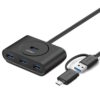 UG-40850, UGREEN USB-A 3.0 4-Port Hub, with USB-C, USB-A 2-in-1 interface, 1M Black, CR113