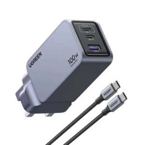 UG-25875, UGREEN Nexode Pro 100W, 3-Port GaN Fast Charger, UK Grey+1.5M 100W Cable, X757